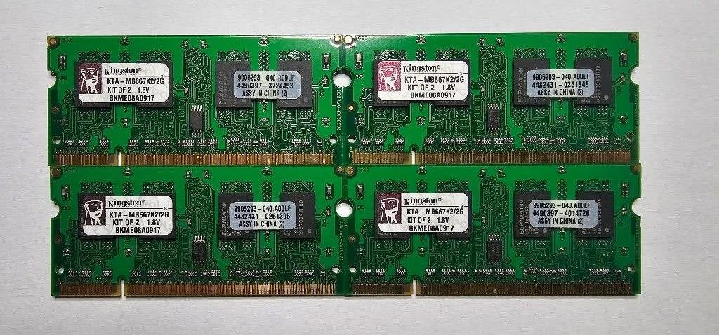 4 x Kingston 2GB DDR2 667Mhz PC2-5300 SODIMM, Informatique & Logiciels, Enlèvement, Utilisé, DDR2