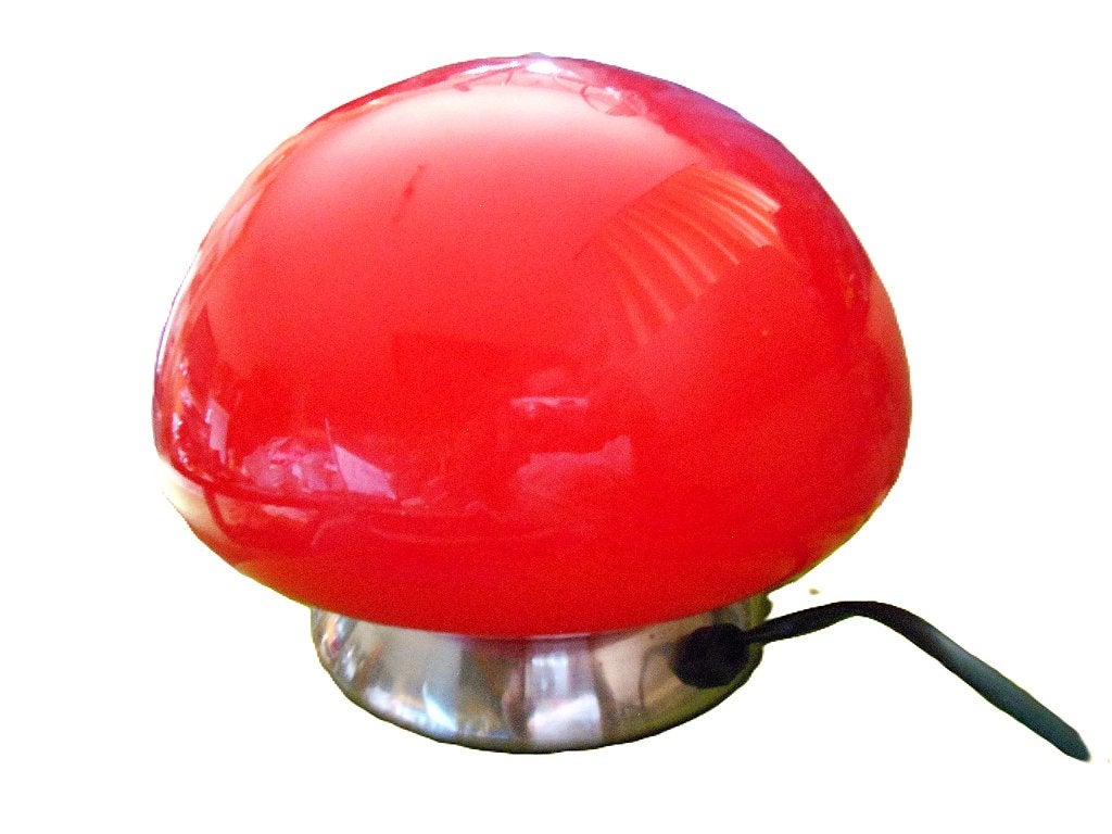 Lampe à champignons vintage Linhai Junis, Verre, 16 cm, Enlèvement ou Envoi, Rouge