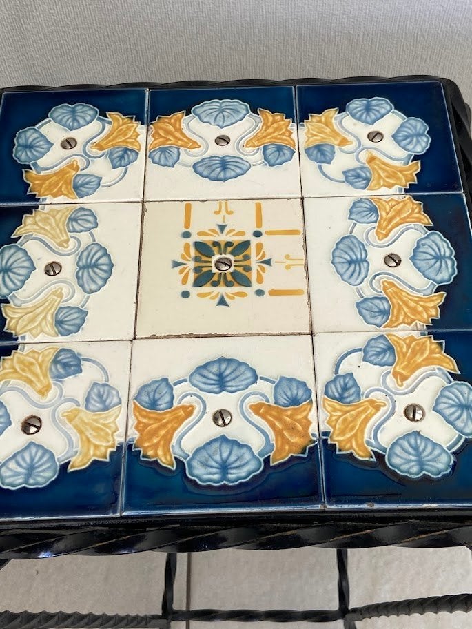 Retro ART DECO bijzettafeltje met keramische tegels dd 1930, Ophalen