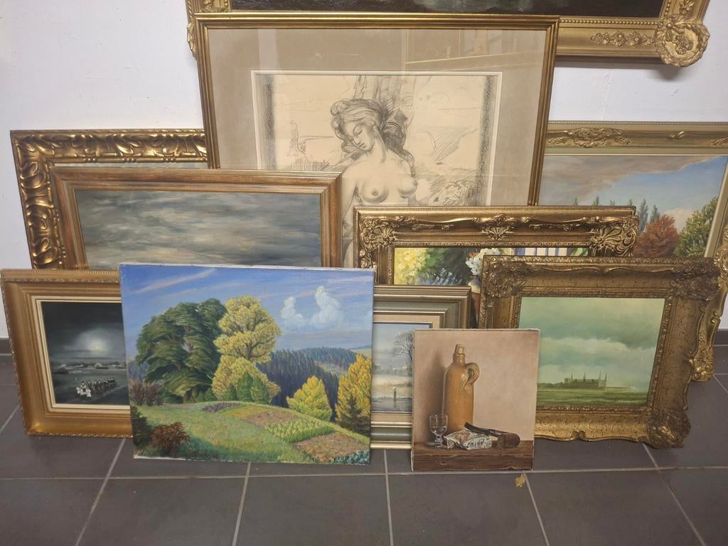Lot 10 schilderijen in perfecte staat.goede namen, Enlèvement