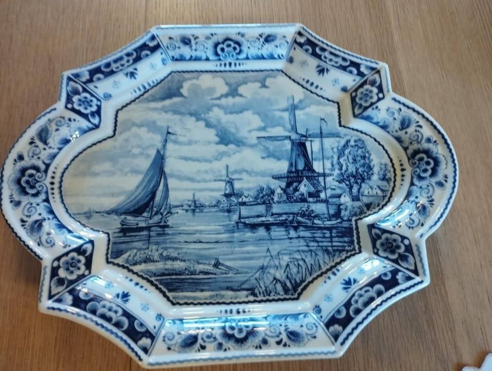 Vintage Delfts porseleinen bord/schaal, Antiek en Kunst, Ophalen