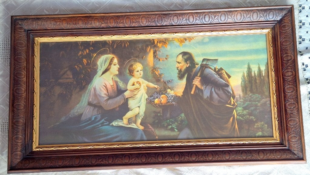 Joli grand ancien cadre religieux parfait état, Antiquités & Art, Enlèvement