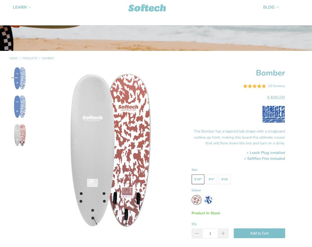 Surfboard softech bomber 5'10, Enlèvement, Utilisé, Autres types