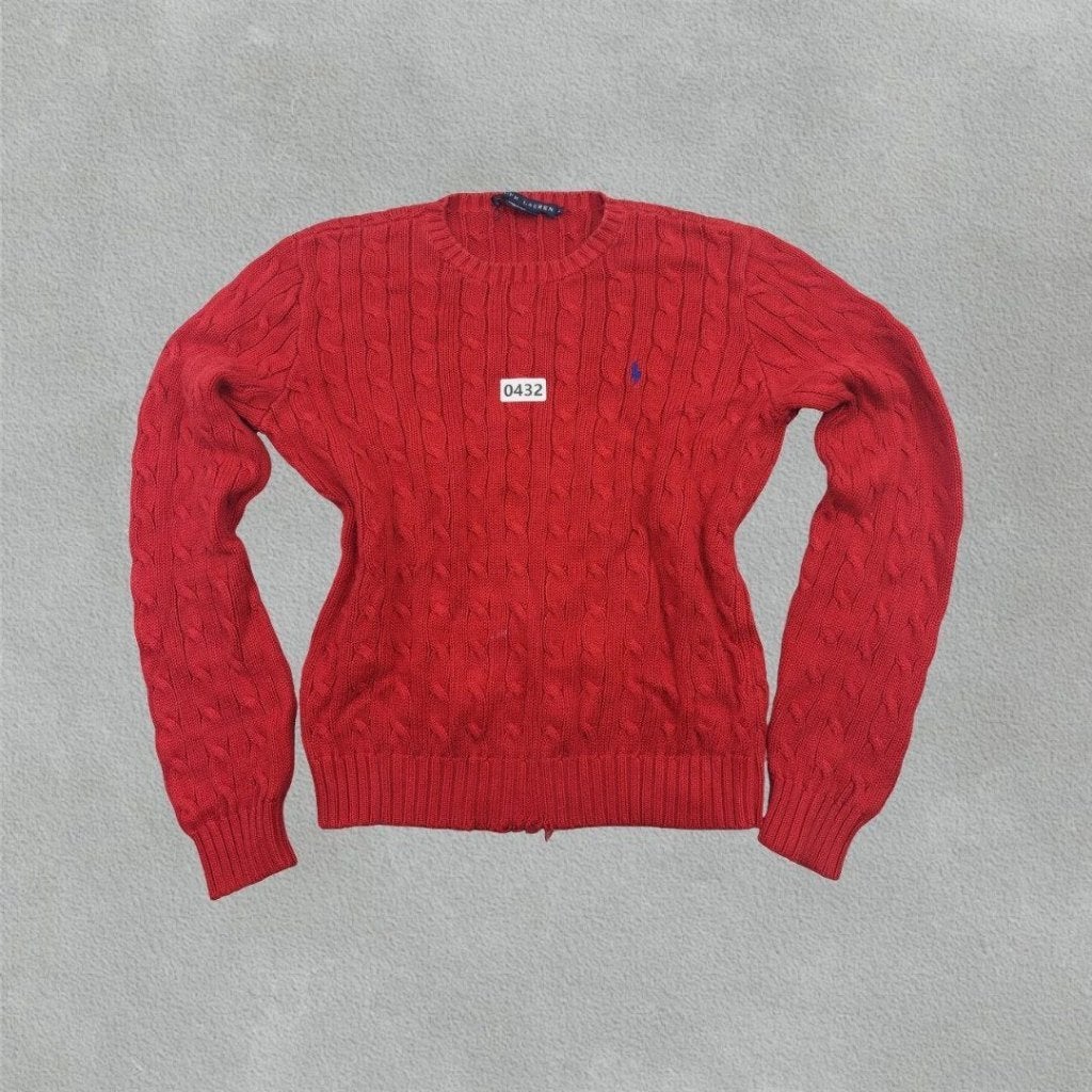 (432) Rode Ralph Lauren gebreide trui - Dames L - Zeer goed, Comme neuf, Ralph Lauren, Envoi, Taille 42/44 (L)