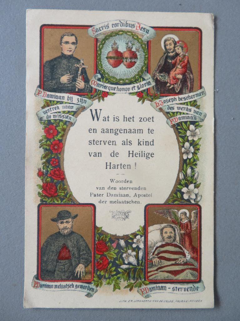 Pater Damiaan Tremelo apostel der melaatsen bidprentje, Verzenden, Zo goed als nieuw, Kaart of Prent, Christendom | Katholiek