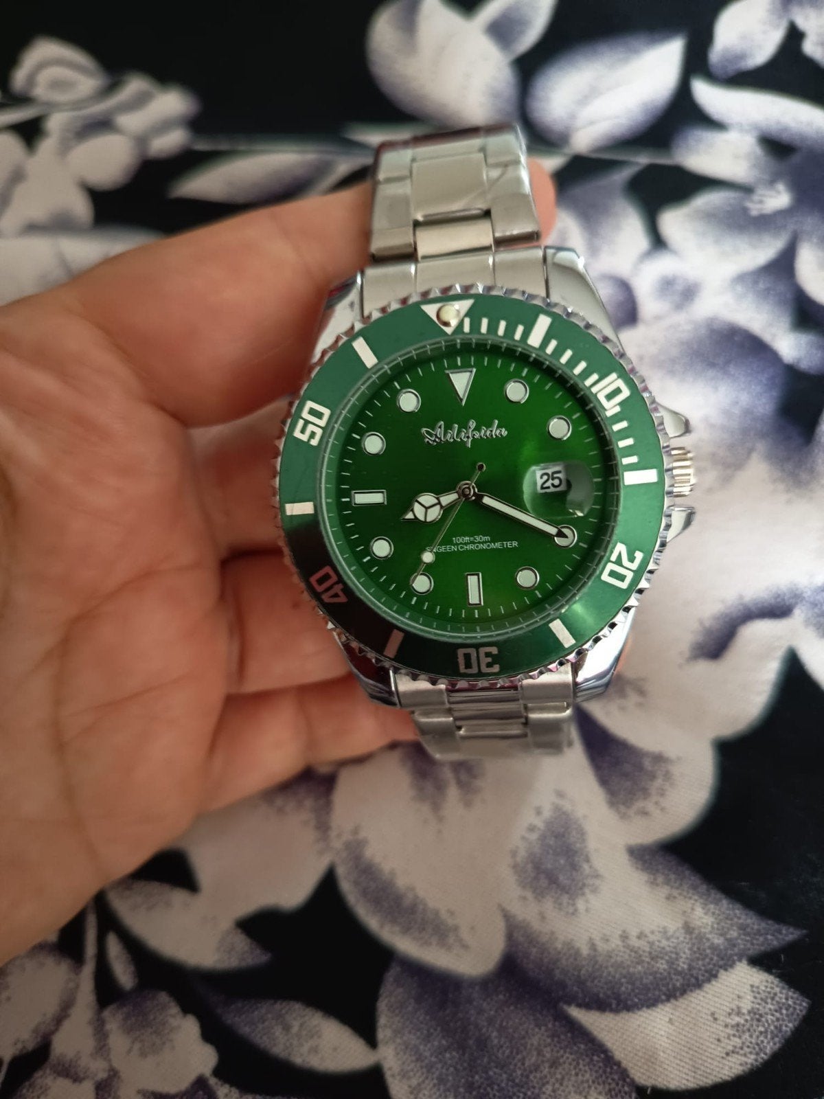 Montre homme automatique Ailifeida style plongée — Cadran et, Handtassen en Accessoires, Verzenden, Conditie, Nieuw, Groen