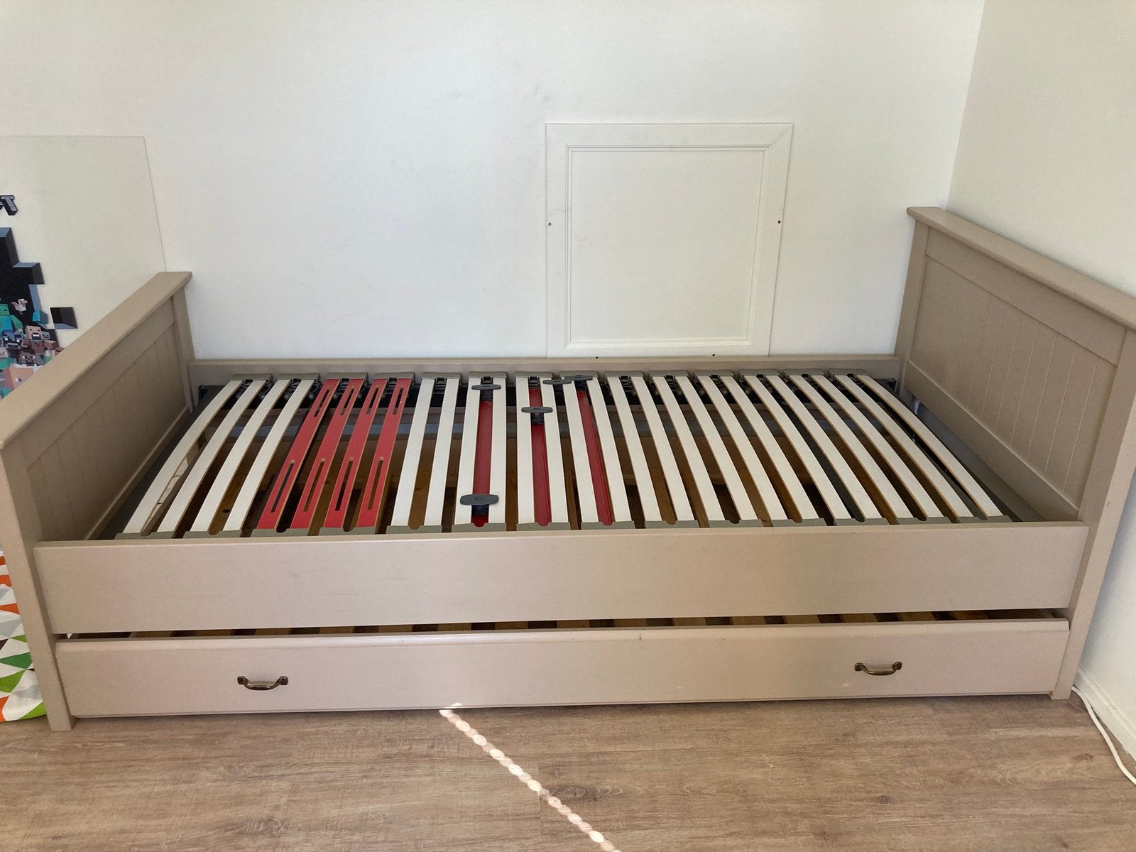Bed met lattenbodem en onderbed, Huis en Inrichting, Slaapkamer | Bedden, Ophalen, Gebruikt, 200 cm, 90 cm