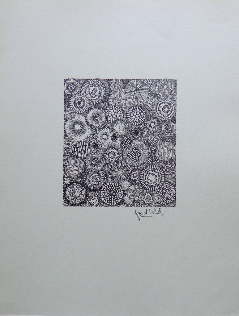 VEROLIETHE GOUWET / KOSMOS / ORIGINEEL WERK / 40x30cm / SIG, Antiek en Kunst, Kunst | Schilderijen | Modern, Ophalen of Verzenden