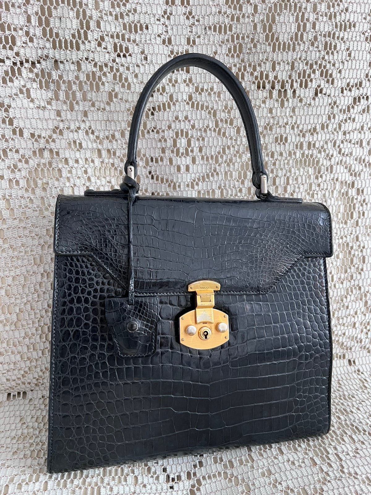 GUCCI tas model Lady Lock zwart krokodillenleer, Ophalen of Verzenden, Zo goed als nieuw, Zwart