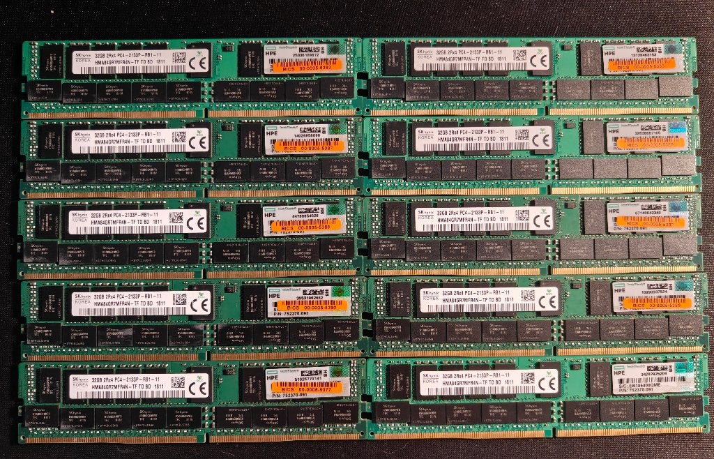 10x 32GB 2Rx4 PC4-2133P-RB1-11, Gebruikt, 32 GB, Server, DDR4