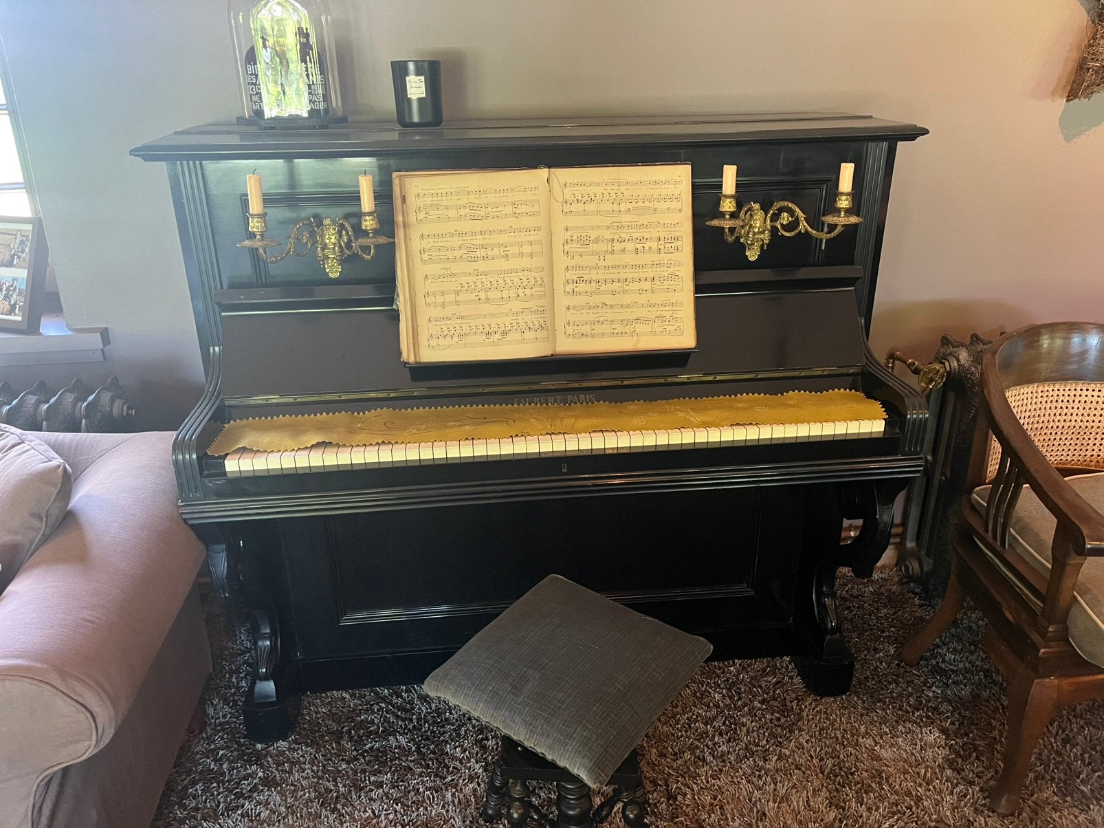 Piano Faubert Paris met krukje, Musique & Instruments, Pianos, Parijs, Enlèvement, Utilisé, Piano