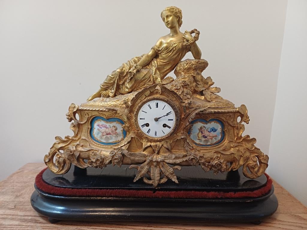 Franse mantelklok, 19e eeuws, neoclassicistisch, Antiek en Kunst, Ophalen