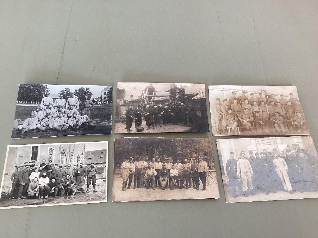 Lot de 6 photos anciennes des soldats Format carte postale, Collections, Enlèvement ou Envoi, Utilisé, Autres sujets/thèmes, Photo