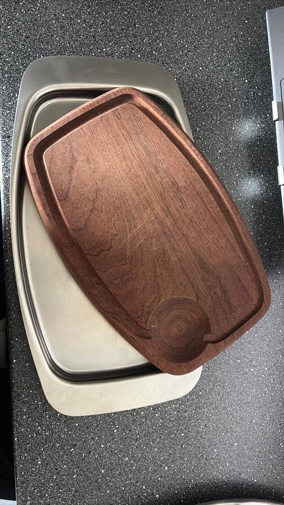 Vintage vlees snijplank met schaal, Ophalen of Verzenden