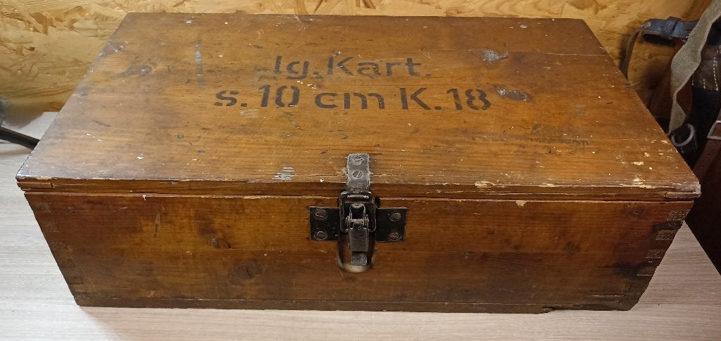 Caisse à munitions Allemande s.10cm K.18 - Malmedy 1944 ww2, Collections, Enlèvement ou Envoi, Armée de terre, Autres types