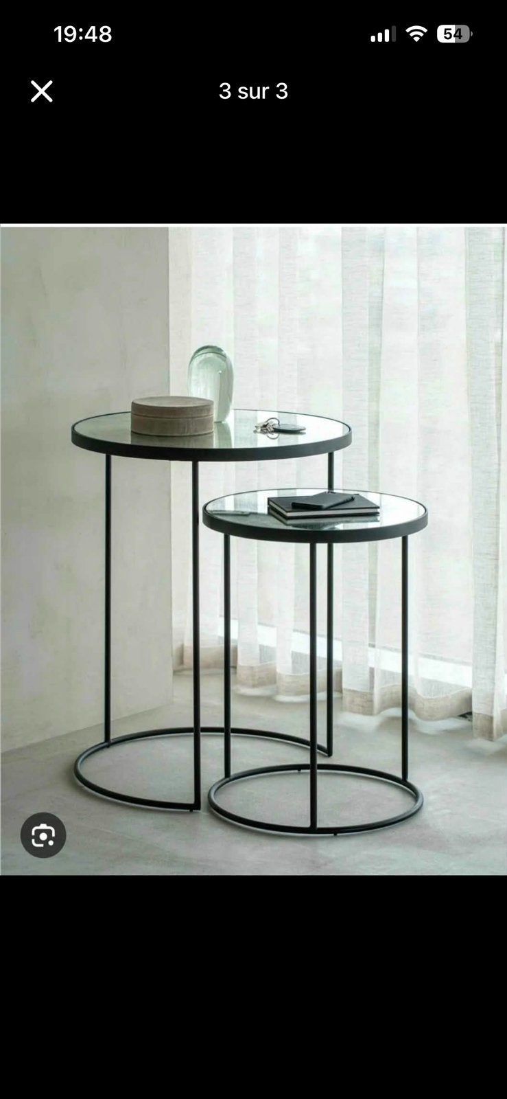 2 tables d’appoint Ethnicraft, Modene, Rond, Comme neuf, Verre