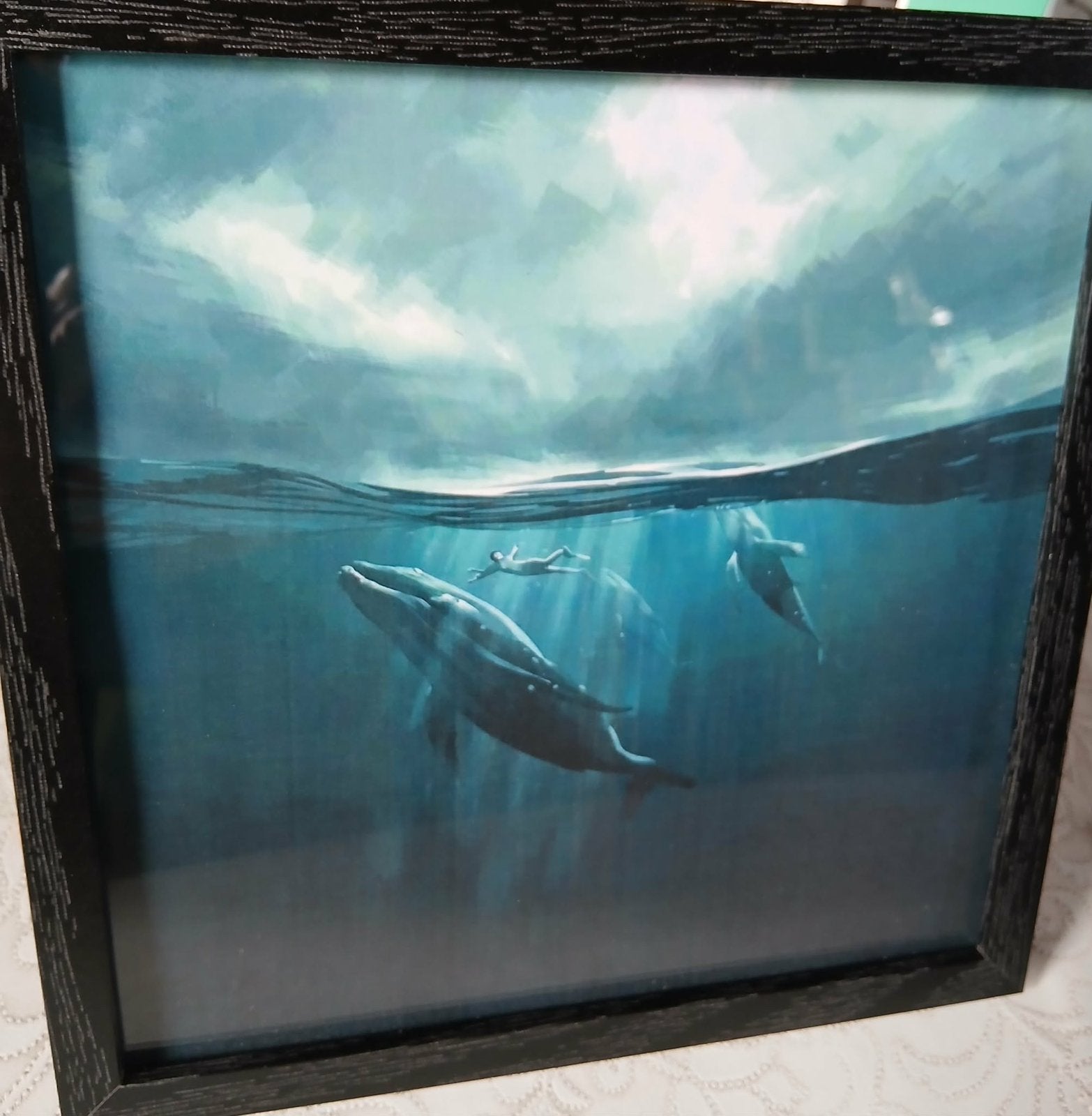 Nager avec les baleines, Antiquités & Art, Art | Peinture | Classique, Enlèvement ou Envoi, Sous verre, Impression