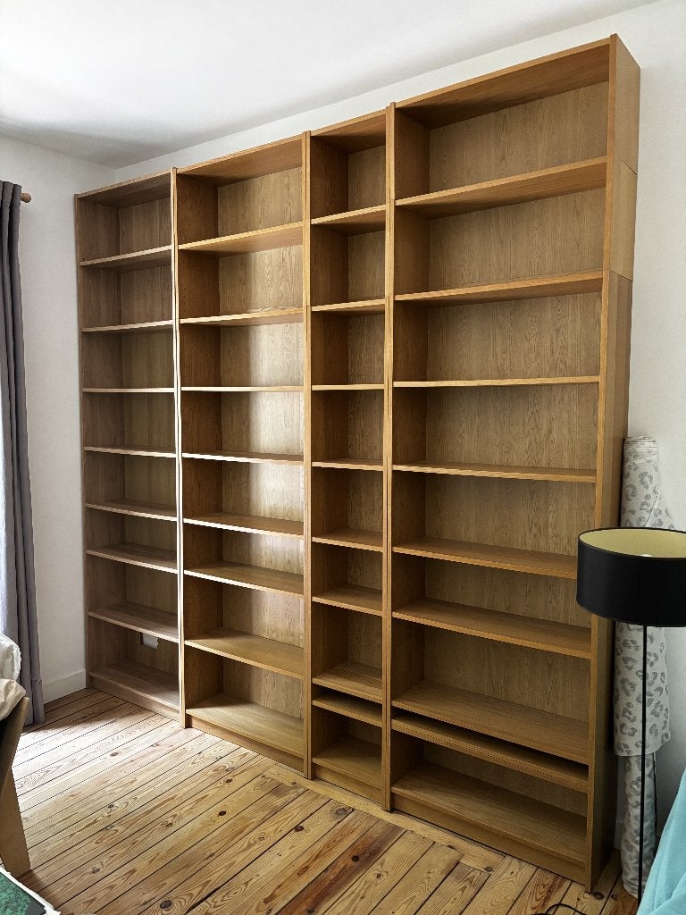4 bibliothèques Billy chêne, 25 à 50 cm, Enlèvement, Utilisé, Chêne