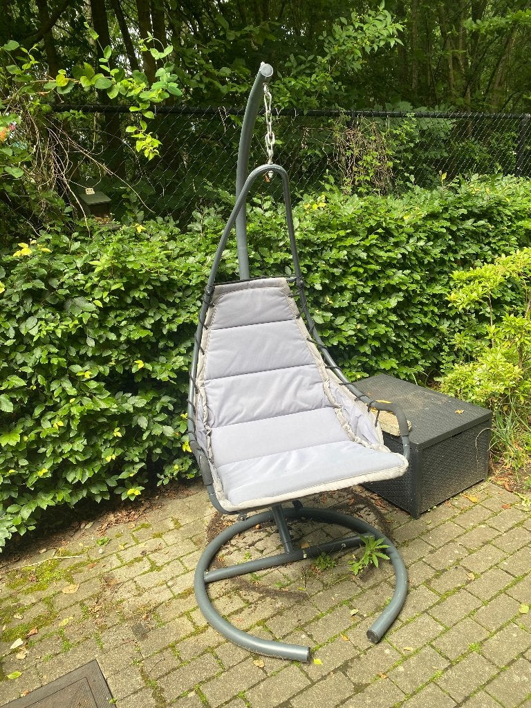 grijze buitenhangstoel, Tuin en Terras, Tuinstoelen, Ophalen, Gebruikt