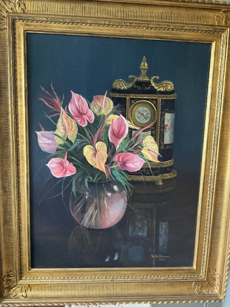 2 olieverfschilderijen Ultruda Tilleman Stillevens 80x100 cm, Doek, Bijzondere lijst, Olieverf, Klassiek