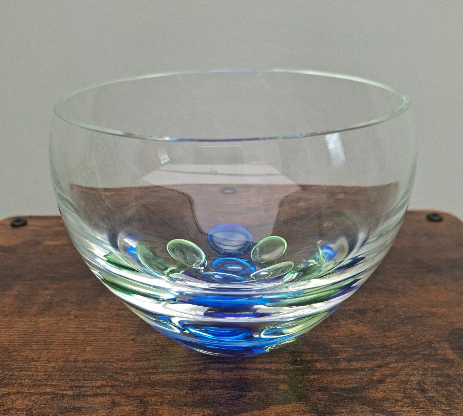 Vase de collection Bubble blue,  verrerie Langham England, Antiquités & Art, Enlèvement