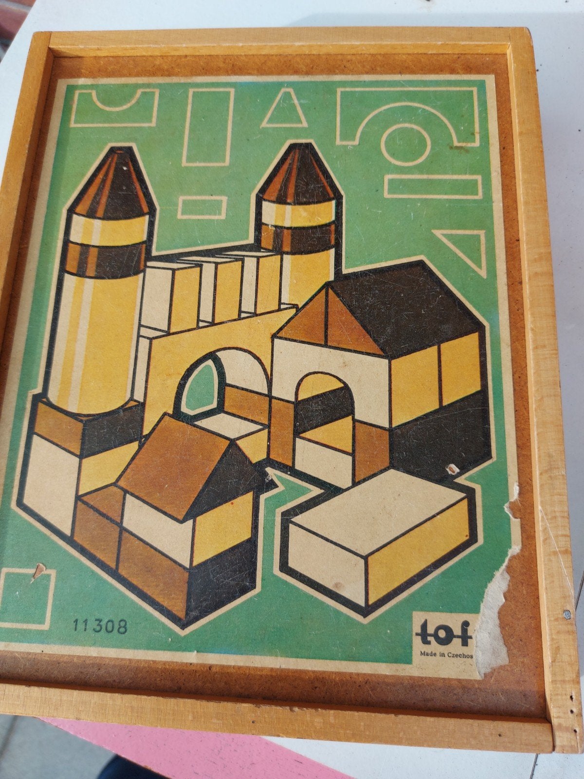 Houten blokkendoos vintage, Enlèvement ou Envoi