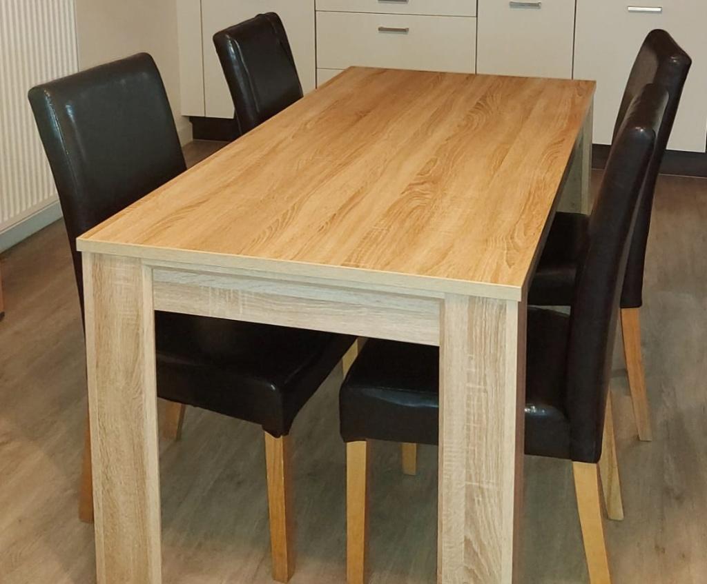 eettafel met stoelen, Huis en Inrichting, Ophalen, Gebruikt, 4 tot 6 stoelen
