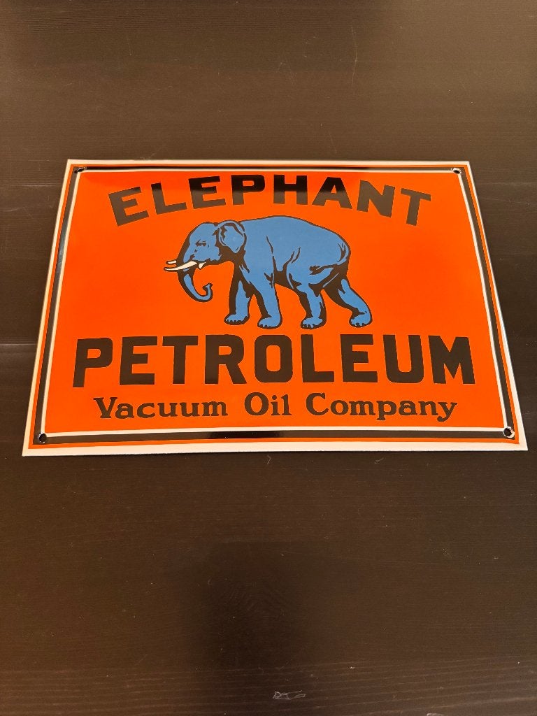 Elephant Petroleum real porcelain-enamel sign, Neuf, Métal, Vintage, 20 cm