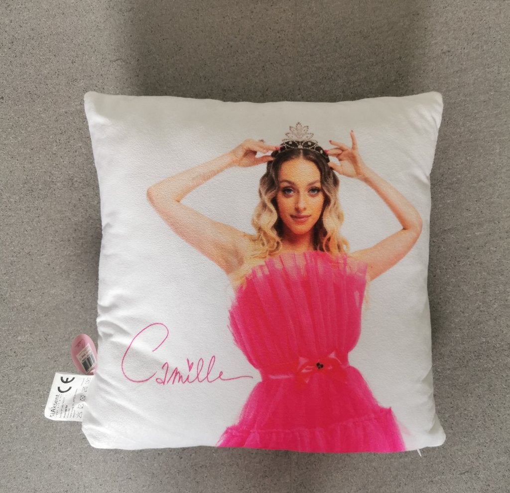 Mooi kussen van Camille - Als nieuw!, Coussin décoratif, Rose, Double face, Enlèvement