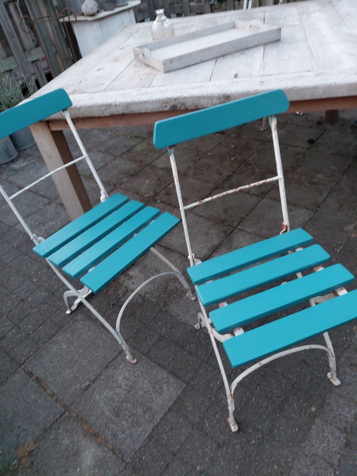 Ijzeren stoelen 4st/50€, Tuin en Terras, Ophalen