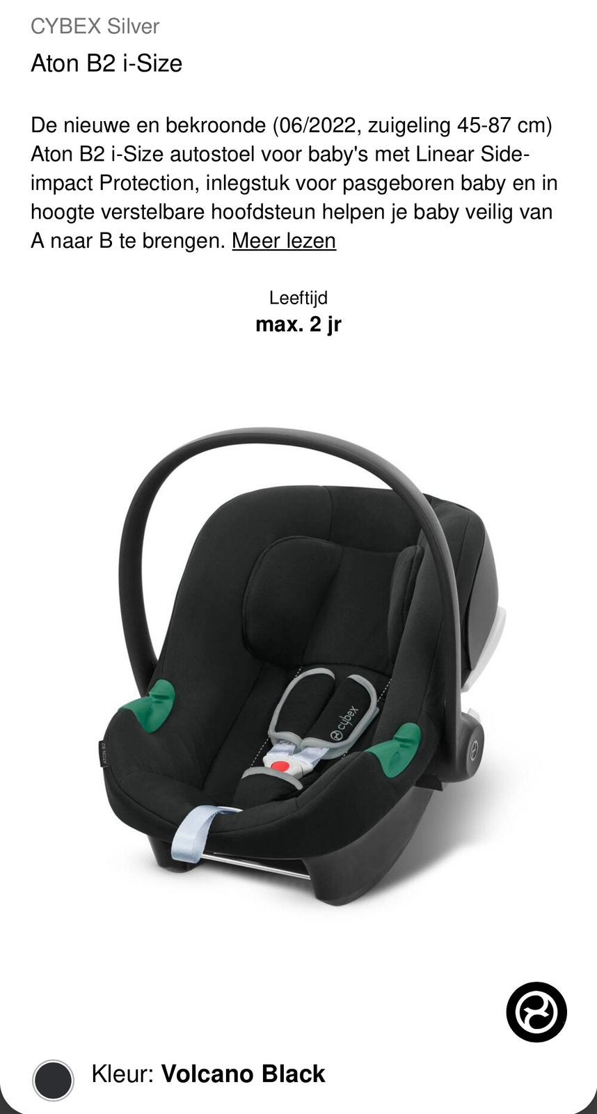 Nieuw autostoel cybex - Aton B2 i-size, Autogordel of Isofix, Nieuw, 0 t/m 13 kg, Ophalen