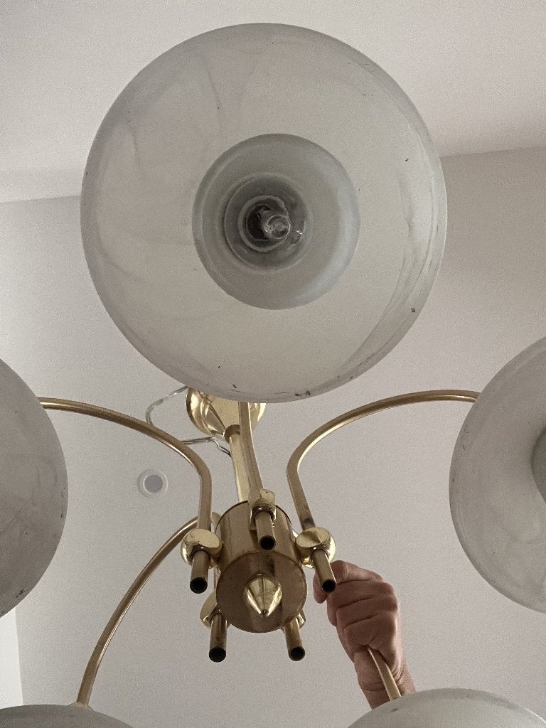 Lustre OR, Maison & Meubles, Lampes | Lustres, Utilisé, Verre, Métal, Enlèvement ou Envoi