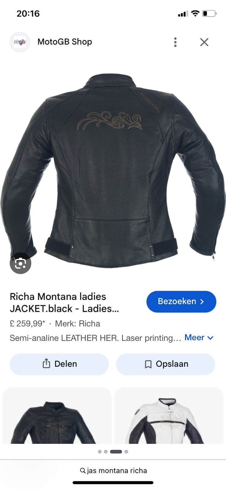 Lederen dames motorjas richa, Motoren, Ophalen, Dames
