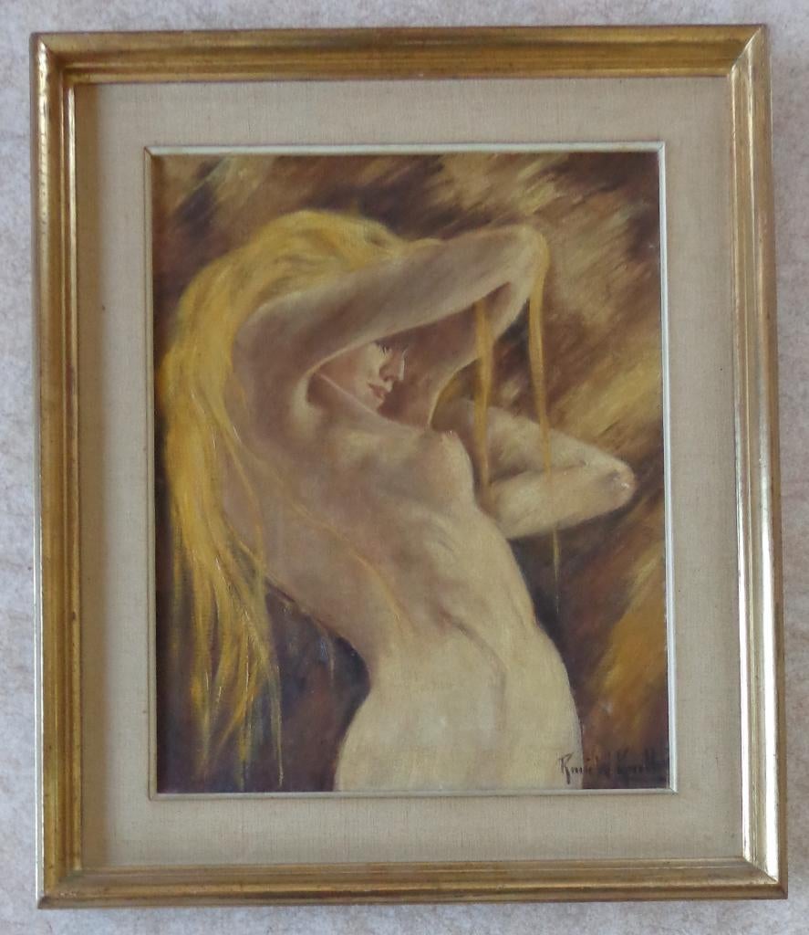 RENEE KUELLER / NAAKTE VROUW / OLIEVERF / 66x56cm / KADER, Enlèvement ou Envoi