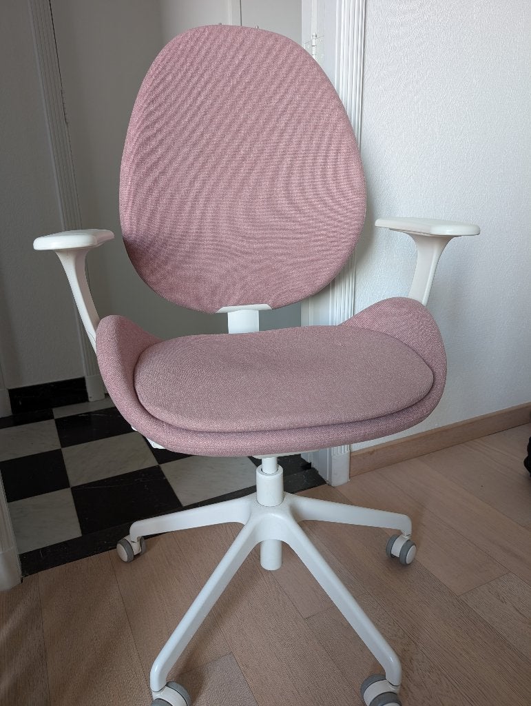 IKEA HATTEFJÄLL Bureaustoel met armleuningen, Ophalen, Zo goed als nieuw, Roze, Bureaustoel