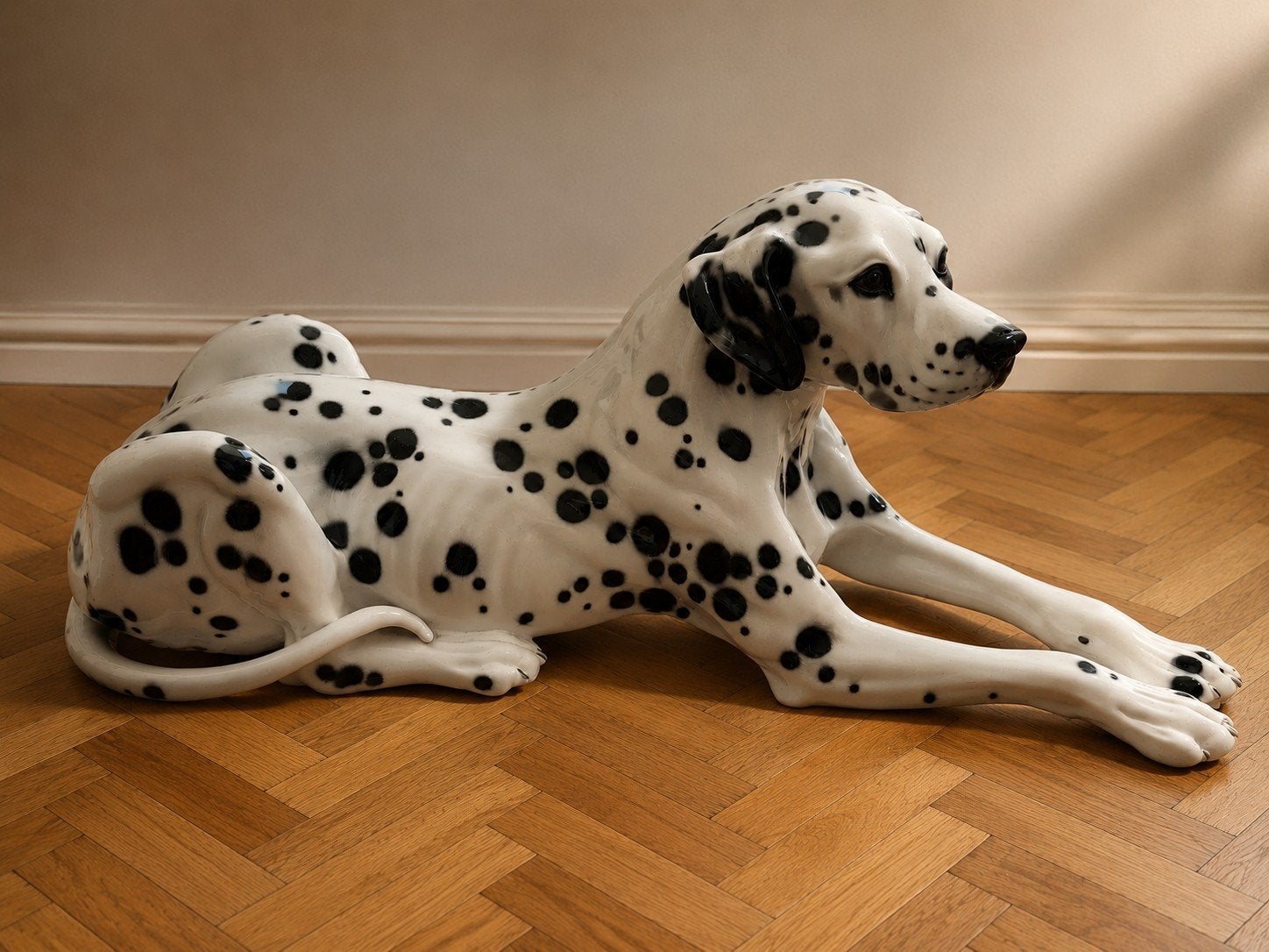 Prachtige grote keramische Dalmatiër. Lengte 80 cm, Antiek en Kunst, Antiek | Keramiek en Aardewerk, Ophalen