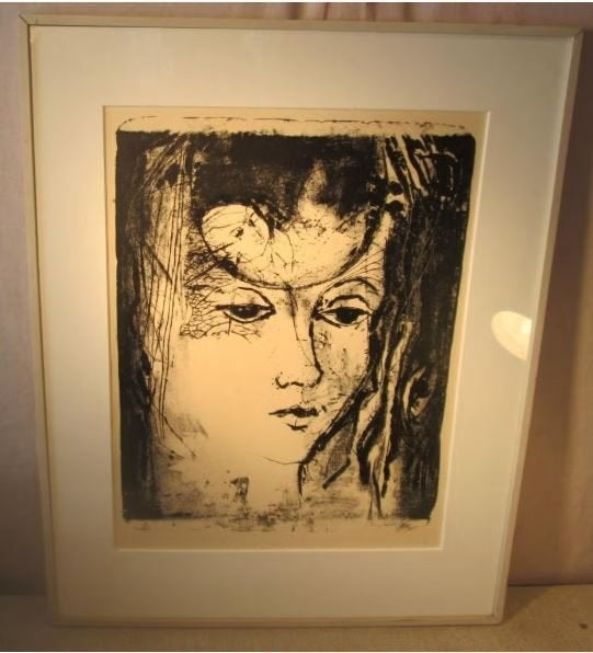 Belle lithographie moderne - Femme et bébé - signée, Antiquités & Art, Art | Lithographies & Sérigraphies, Numéroté, Enlèvement ou Envoi