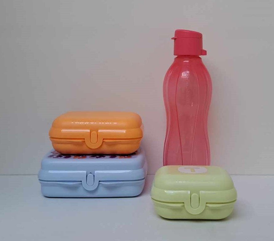 Tupperware™ « Lunchset » fles - doos - groen, Huis en Inrichting, Verzenden, Nieuw, Bus of Trommel, Met deksel
