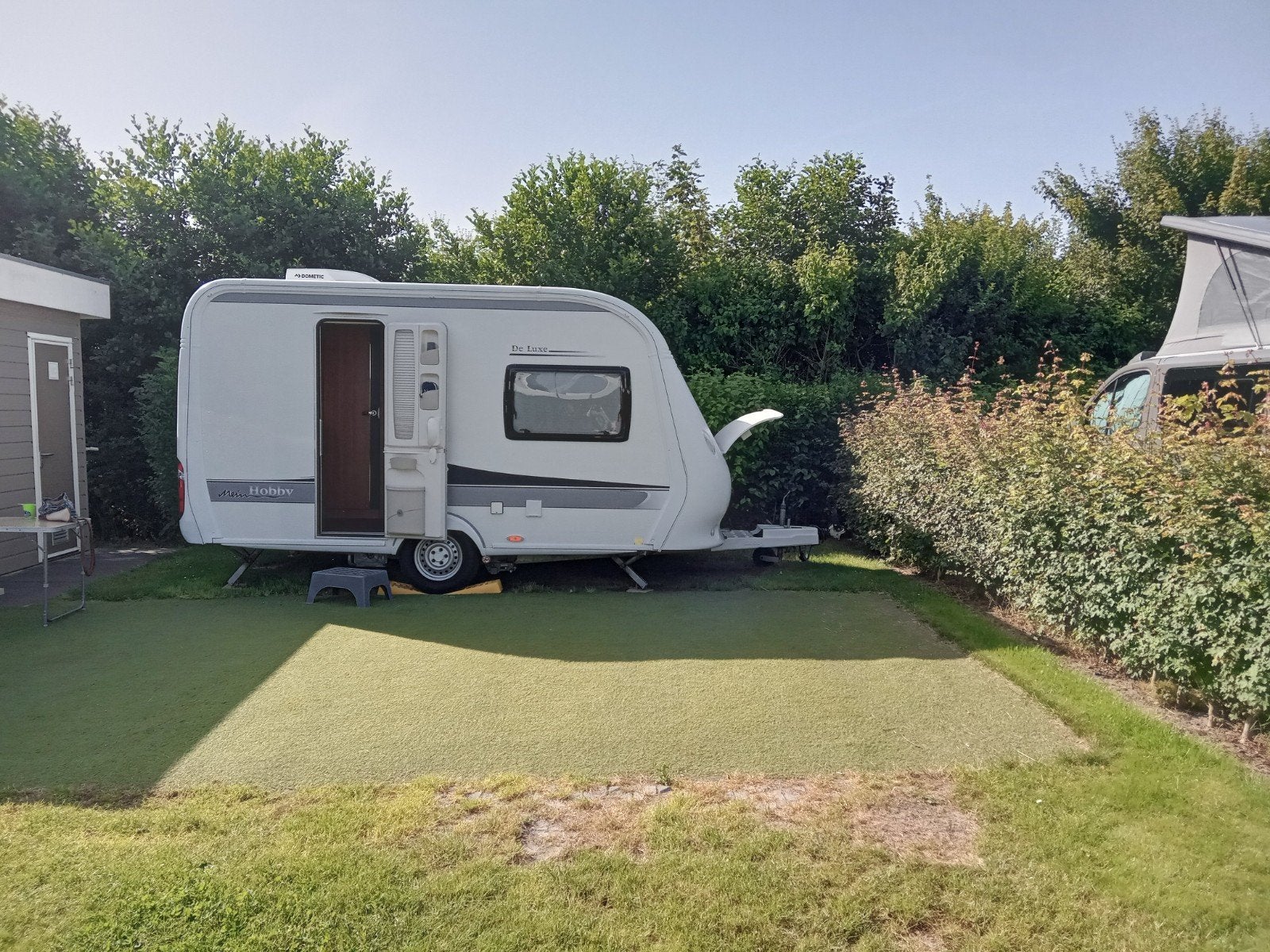 Caravan Hobby Deluxe 380TB, Hobby, Tot en met 2, Treinzit, Dwarsbed