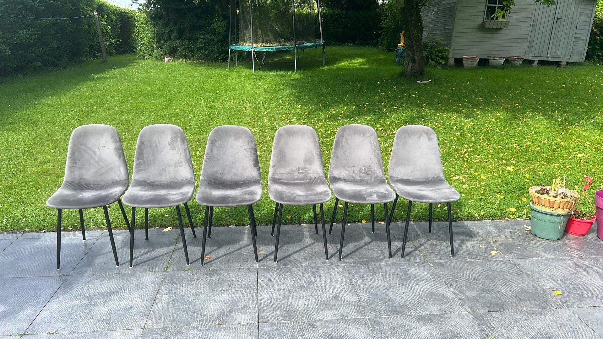grijze fluwelen loungestoelen, Ophalen, Grijs