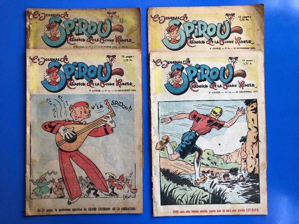 Spirou 1944 - Lot (12) numéros 2 8 11 et 13 grandes images, Plusieurs BD, Enlèvement, Utilisé, Jijé Sirius Doisy Dineur …
