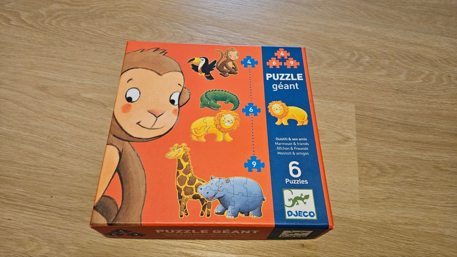 Puzzle geant Djeco jungle, Enlèvement, Moins de 10 pièces, Comme neuf, 2 à 4 ans