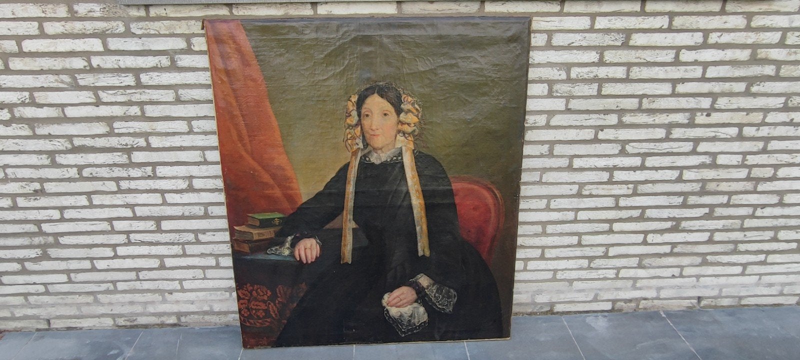 Portret van een zittende adellijke dame 18-19e eeuw, Antiek en Kunst, Ophalen of Verzenden