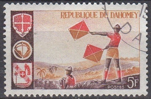 Dahomey - Scouting seintaal met vlaggen - 1966, Ophalen of Verzenden, Gestempeld