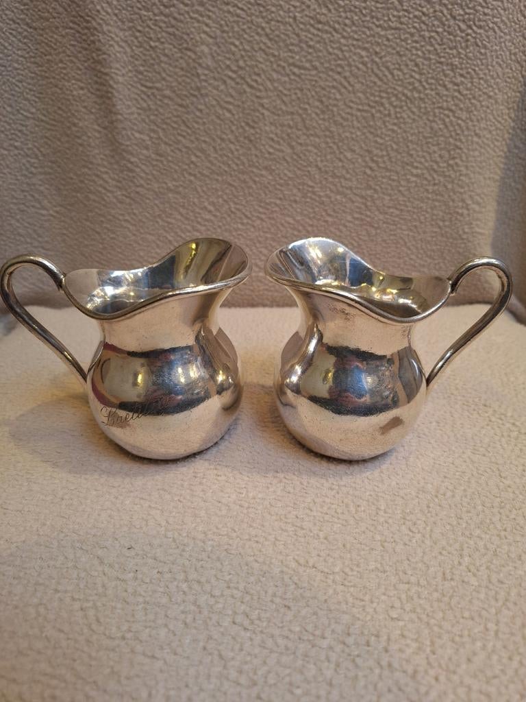 2 verzilverde melkkannen Wiskemann, Antiek en Kunst, Antiek | Zilver en Goud, Ophalen of Verzenden