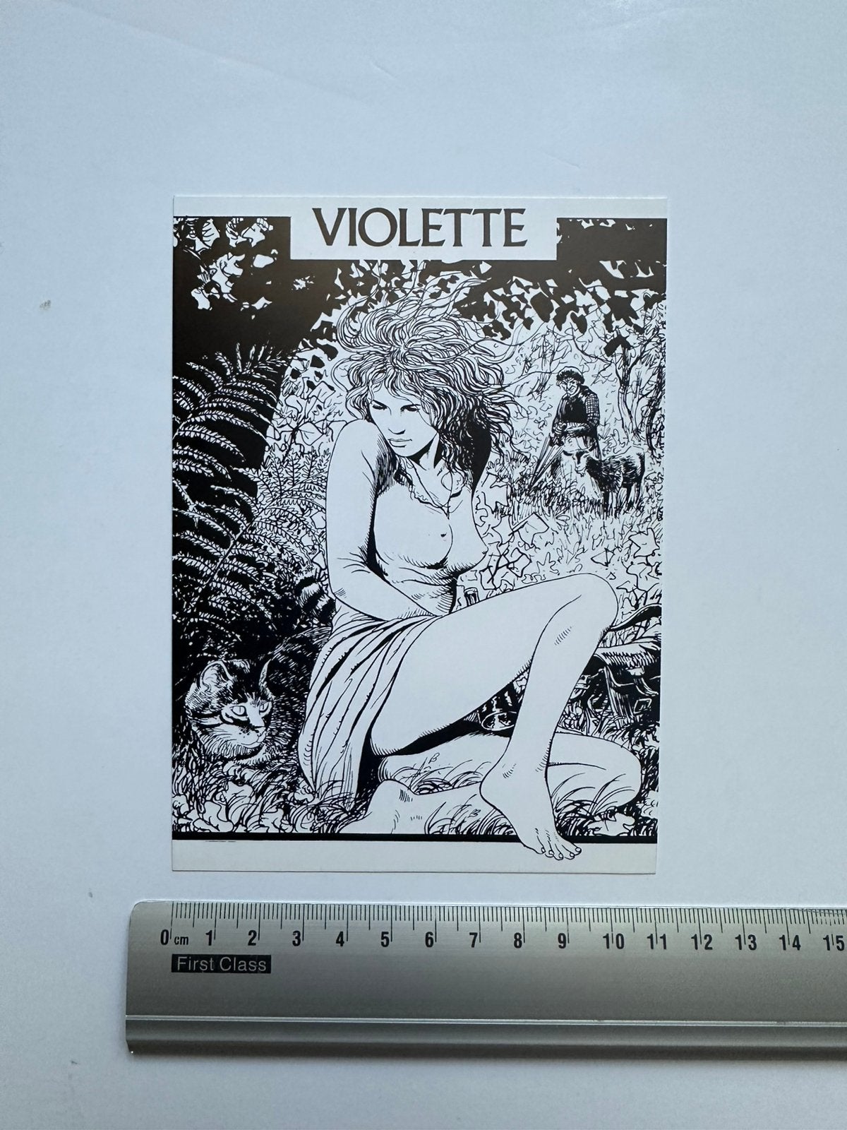 Jean-Claude Servais : carton d’invitation tendre Violette 87, Envoi, Autres personnages, Neuf, Image, Affiche ou Autocollant
