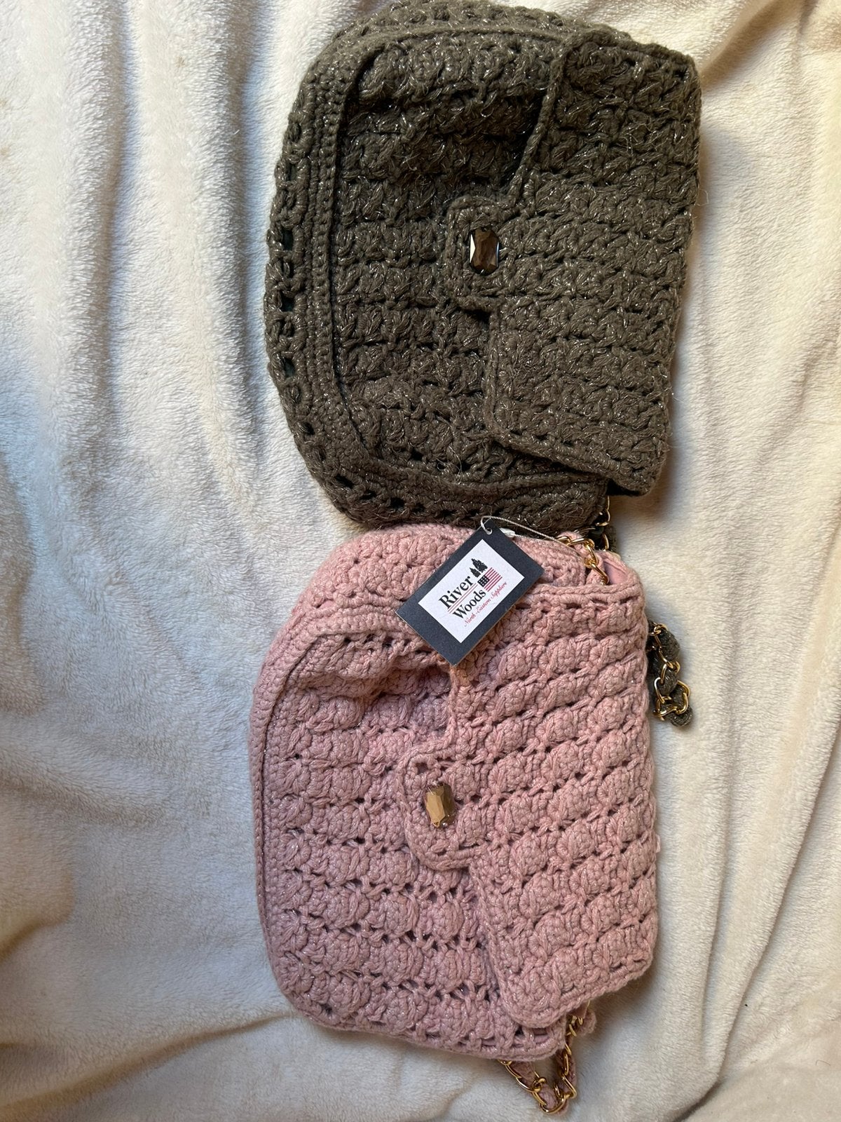 Handtas roos of groen river woods, Handtassen en Accessoires, Portemonnees, Ophalen, Zo goed als nieuw, Roze, Overige merken