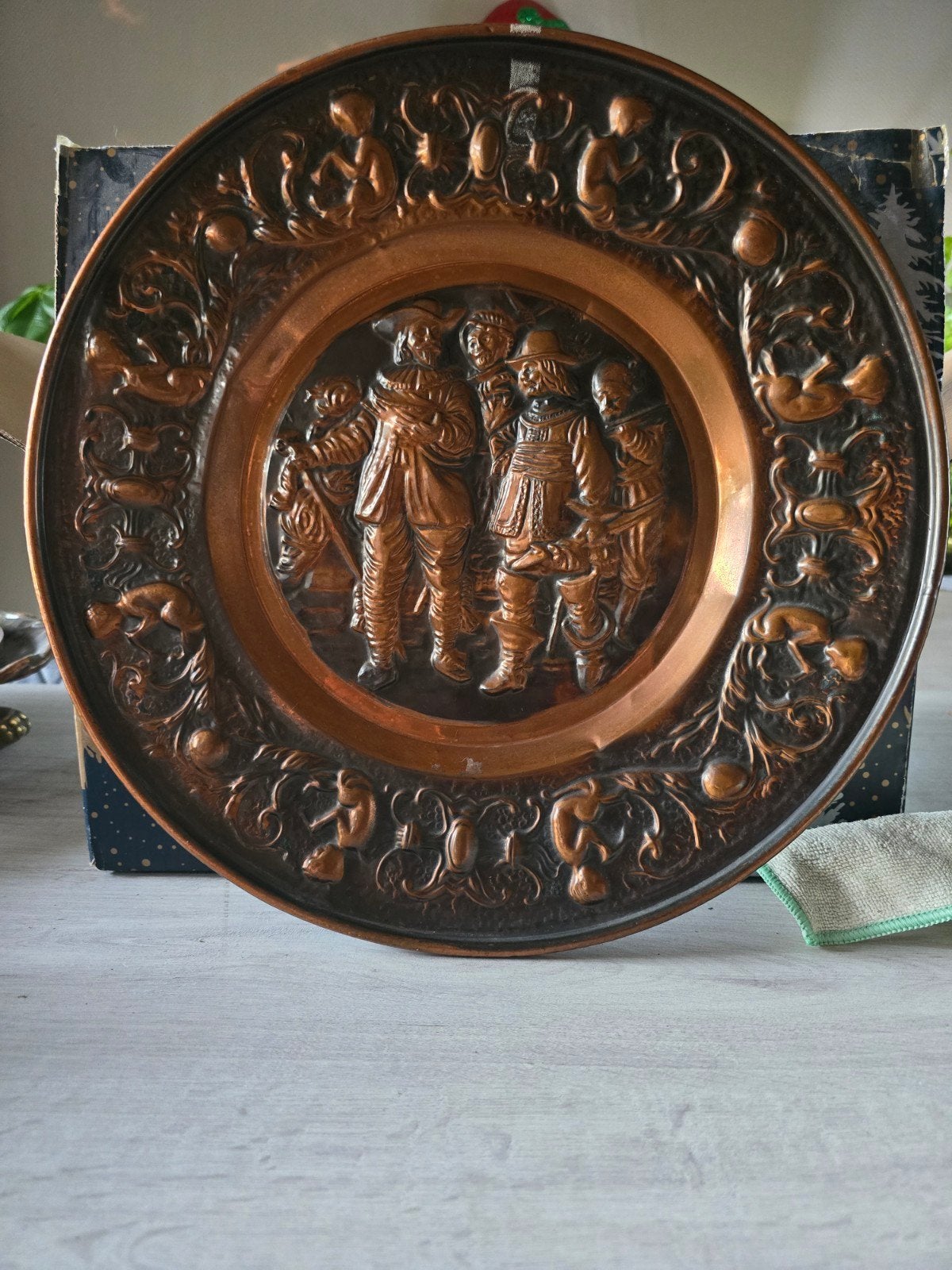 Vintage koperen wandbord De Nachtwacht, Antiek en Kunst, Ophalen