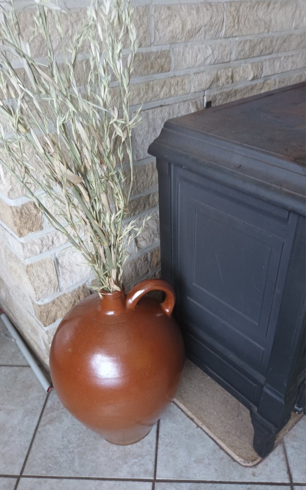Grande cruche robuste en argile brune 50 cm, Antiquités & Art, Enlèvement