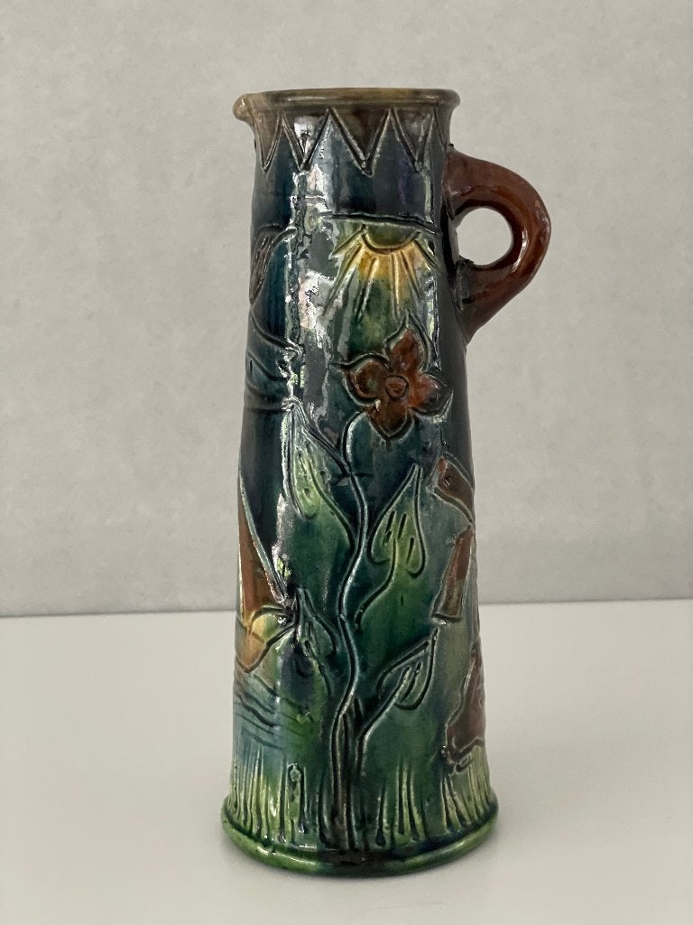 Antieke art nouveau vaas Vlaams aardewerk, Antiek en Kunst, Ophalen